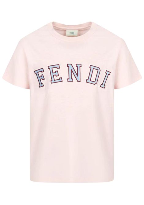 Pink cotton T-shirt for girls FENDI | JUI1347AJ/MAROSA
