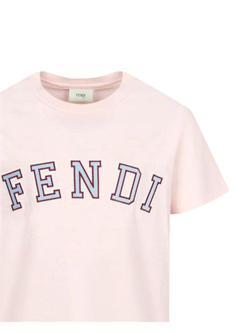 Pink cotton T-shirt for girls FENDI | JUI1347AJ/MAROSA