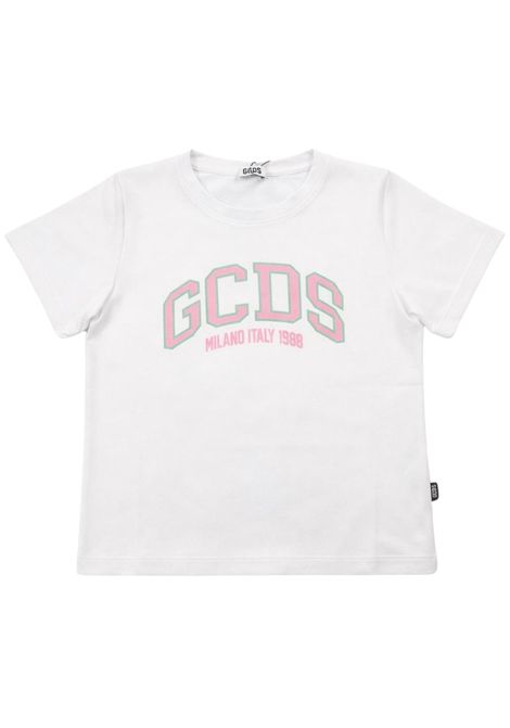 T-shirt bambina bianca in cotone GCDS | 541JBIANCO