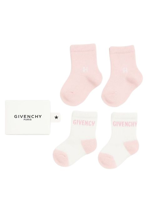 Calzini neonata bianco/rosa in cotone GIVENCHY | H30526/DELBIANCO/ROSA