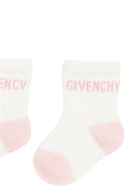 Calzini neonata bianco/rosa in cotone GIVENCHY | H30526/DELBIANCO/ROSA