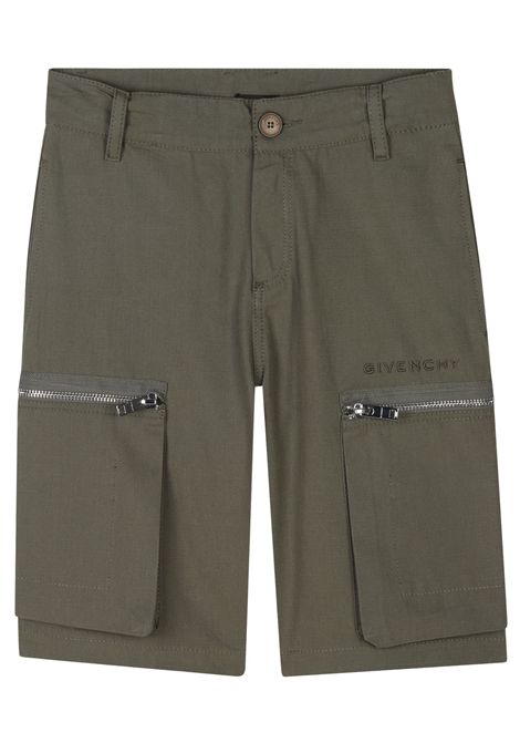 Bermuda bambino verde in cotone GIVENCHY | H30720/MAVERDE