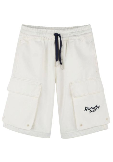Sand-colored cotton Bermuda shorts for children GIVENCHY | H30722/MASABBIA