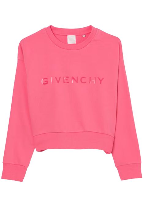 Pink cotton sweatshirt for girls GIVENCHY | H30773/CEROSA