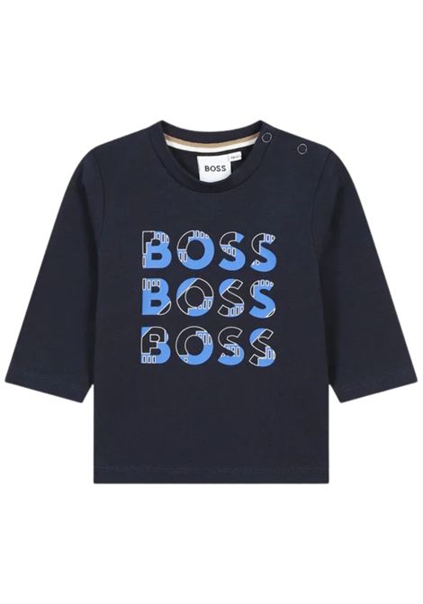 T-shirt neonato blu in cotone Hugo Boss | J51291/MABLU