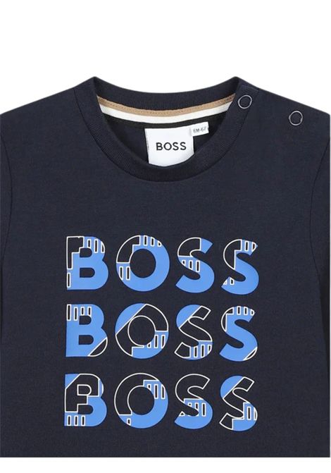 T-shirt neonato blu in cotone Hugo Boss | J51291/MABLU