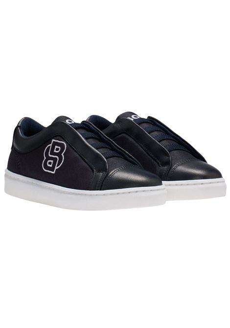 Sneakers bambino blu in tela e pelle Hugo Boss | J51657/MAblu notte