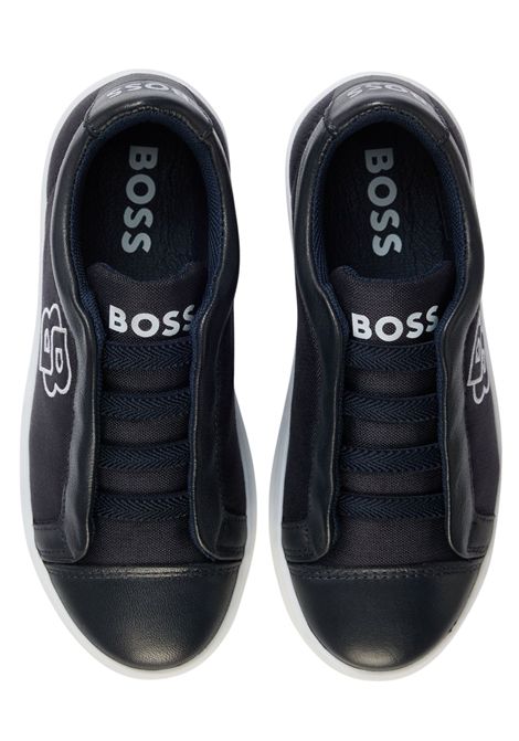 Sneakers bambino blu in tela e pelle Hugo Boss | J51657/MAblu notte