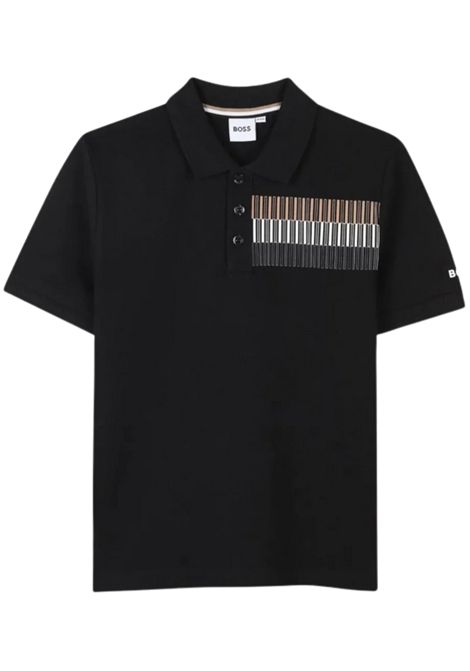 Polo bambino nera in cotone Hugo Boss | J52013/MANERO