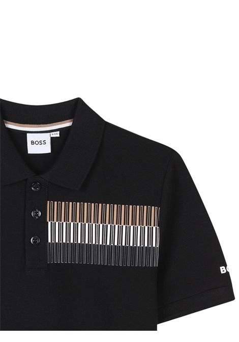 Polo bambino nera in cotone Hugo Boss | J52013/MANERO