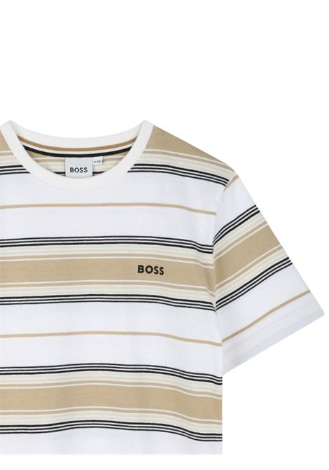 T-shirt bambino bianco/sabbia in cotone Hugo Boss | J52045/MABIANCO/SABBIA