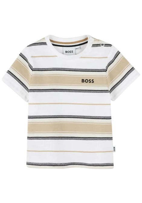 T-shirt neonato bianco/sabbia in cotone Hugo Boss | J52116/MABIANCO/SABBIA