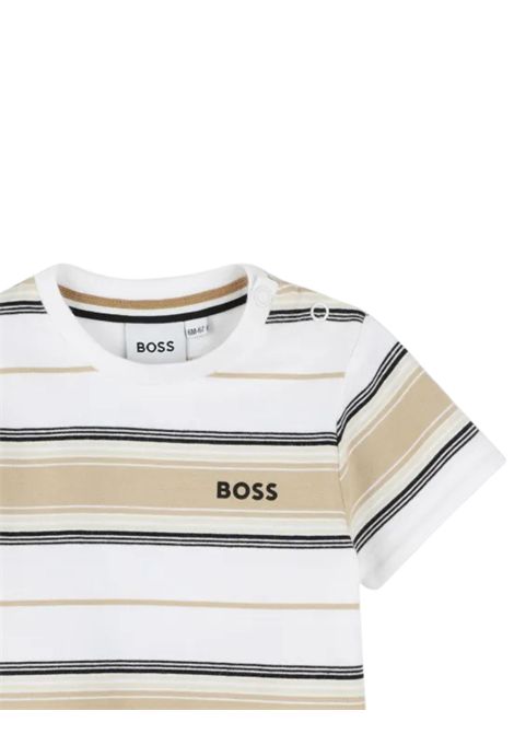 T-shirt neonato bianco/sabbia in cotone Hugo Boss | J52116/MABIANCO/SABBIA