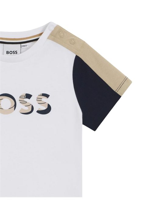 Completo neonato bianco/beige in cotone Hugo Boss | J52120/MABIANCO/BEIGE