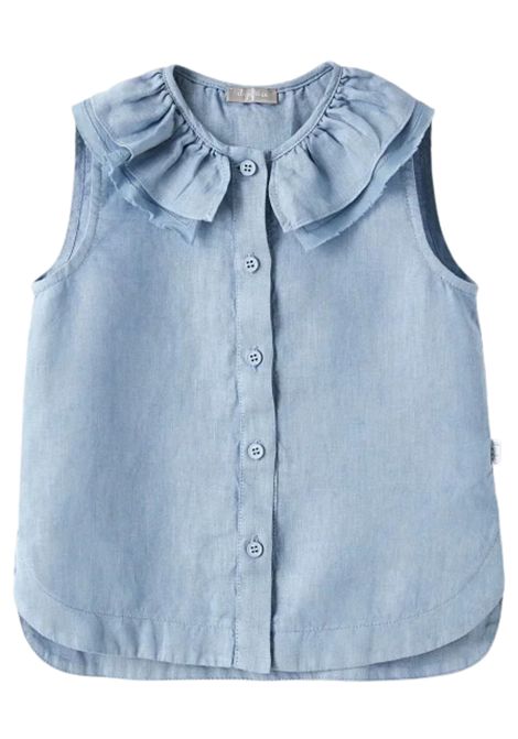 Light blue linen shirt for girls IL GUFO | CA022L6006/MOAZZURRO
