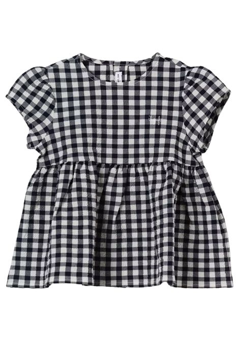 Blusa neonata in cotone IL GUFO | CC105C3161/MABIANCO/BLU