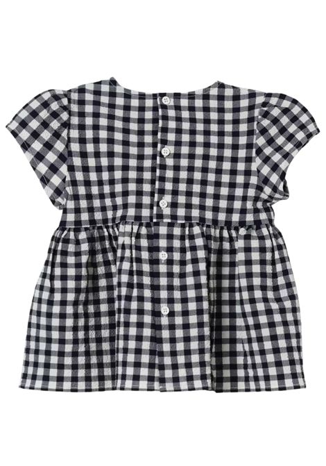 Blusa neonata in cotone IL GUFO | CC105C3161/MABIANCO/BLU