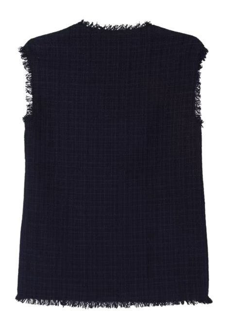 Gilet bambina blu in tweed IL GUFO | GI054C5052/ANBLU