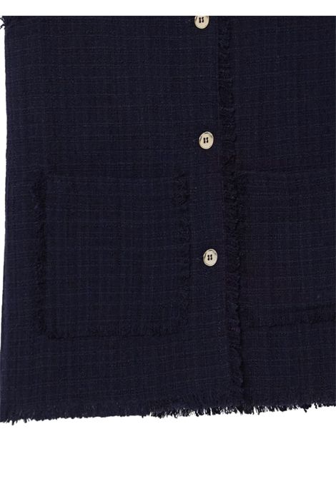 Gilet bambina blu in tweed IL GUFO | GI054C5052/ANBLU