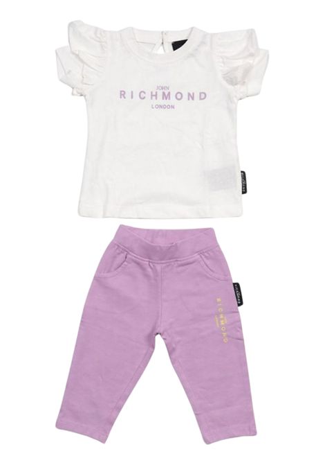 Completo per neonata in cotone bianco/lilla JOHN RICHMOND | RIP25008CJ/ANBIANCO/LILLA