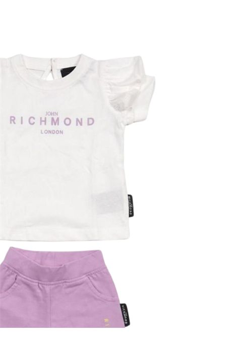 Completo per neonata in cotone bianco/lilla JOHN RICHMOND | RIP25008CJ/ANBIANCO/LILLA