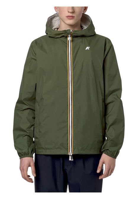 Giubbino bambino verde/beige reversibile K-way | K2124EW/MOVERDE/BEIGE