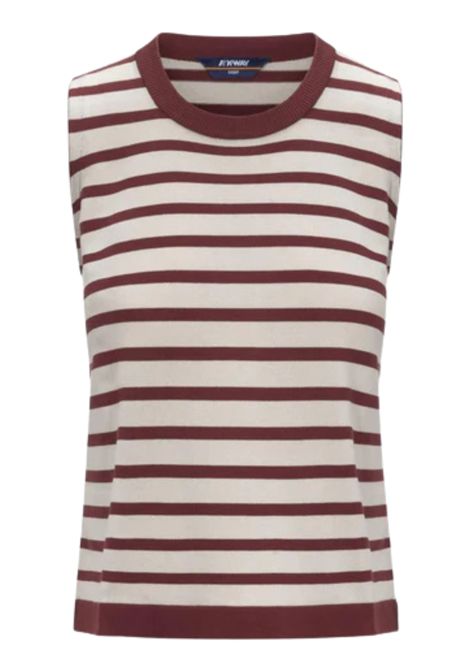 Maglia bambina beige/bordeau in cotone K-way | K2135NW/MOBEIGE/BODEUA