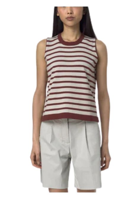 Maglia bambina beige/bordeau in cotone K-way | K2135NW/MOBEIGE/BODEUA