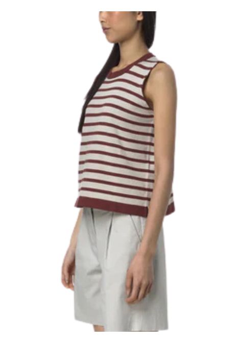 Maglia bambina beige/bordeau in cotone K-way | K2135NW/MOBEIGE/BODEUA