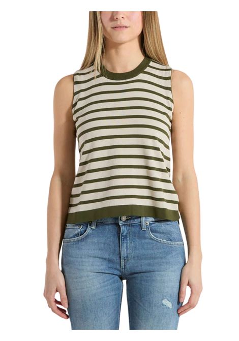 Maglia bambina beige/verde in cotone K-way | K2135NW/MOBEIGE/VERDE