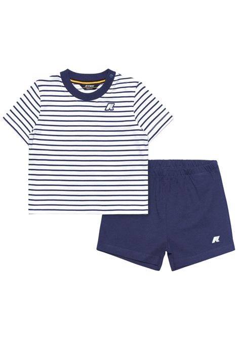 Completo neonato in cotone K-way | K2137TW/MABIANCO/BLU