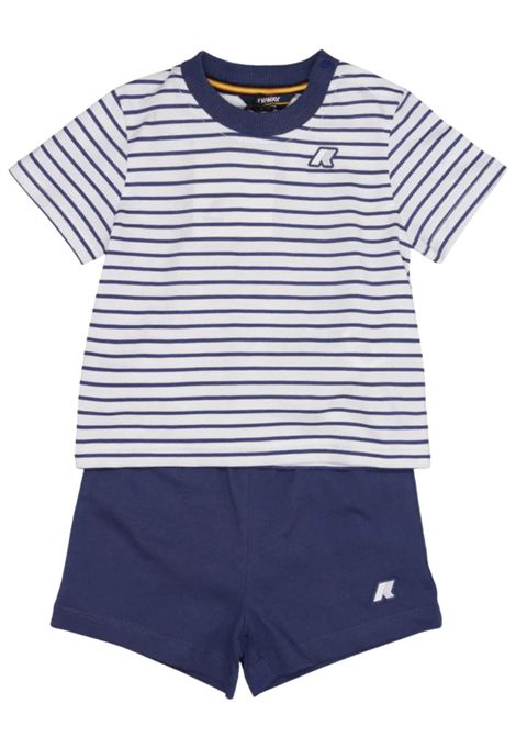 Completo neonato in cotone K-way | K2137TW/MABIANCO/BLU