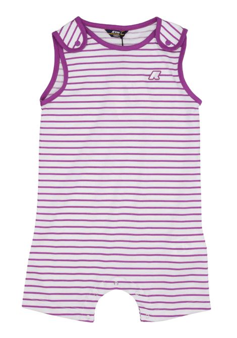 White/purple cotton baby romper K-way | K2137VW/MABIANCO/VIOLA