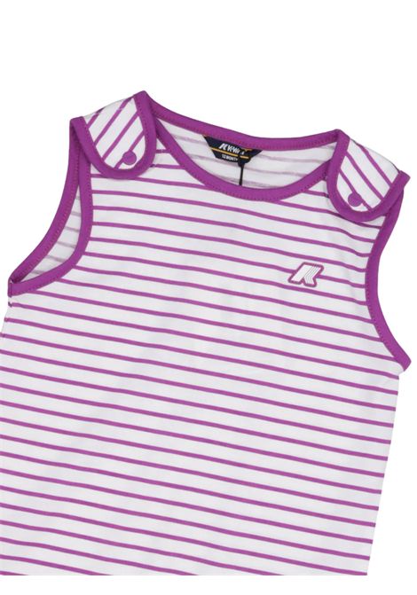 White/purple cotton baby romper K-way | K2137VW/MABIANCO/VIOLA