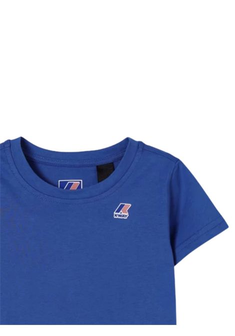 T-shirt bambino blu in cotone K-way | K4114WW/MABLU
