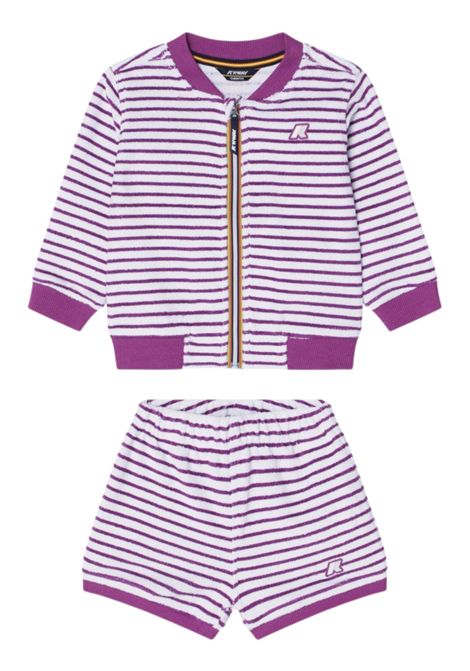 White/purple cotton baby girl set K-way | K4124WW/MABIANCO/VIOLA