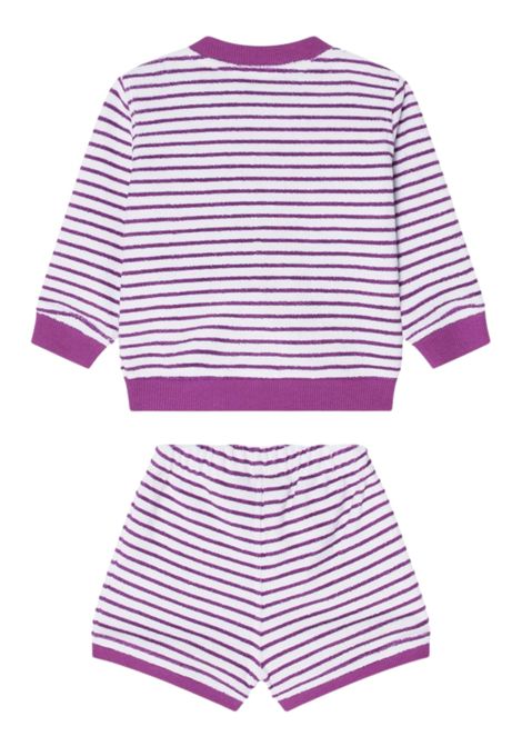 White/purple cotton baby girl set K-way | K4124WW/MABIANCO/VIOLA