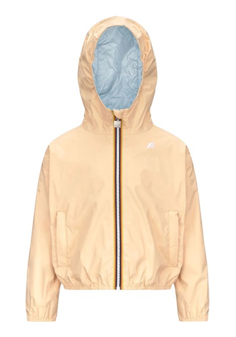 Beige reversible jacket for girls K-way | K41337W/DEBAZZURRO/BEIGE