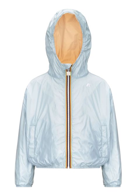 Beige reversible jacket for girls K-way | K41337W/DEBAZZURRO/BEIGE