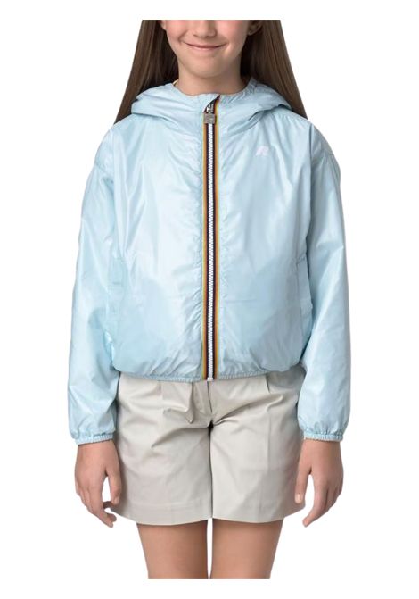 Beige reversible jacket for girls K-way | K41337W/DEBAZZURRO/BEIGE