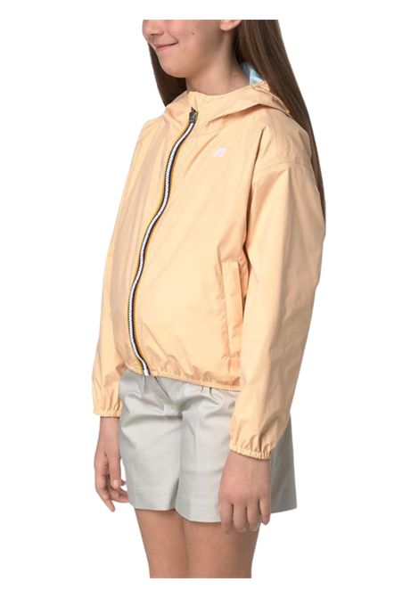 Beige reversible jacket for girls K-way | K41337W/DEBAZZURRO/BEIGE