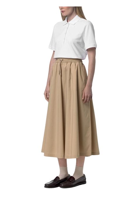 Gonna bambina beige in cotone K-way | K4147DW/MOBEIGE