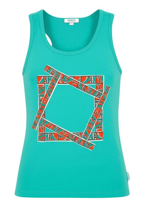 Canotta bambina verde in cotone Kenzo | KF10025/FIVERDE ACQUA
