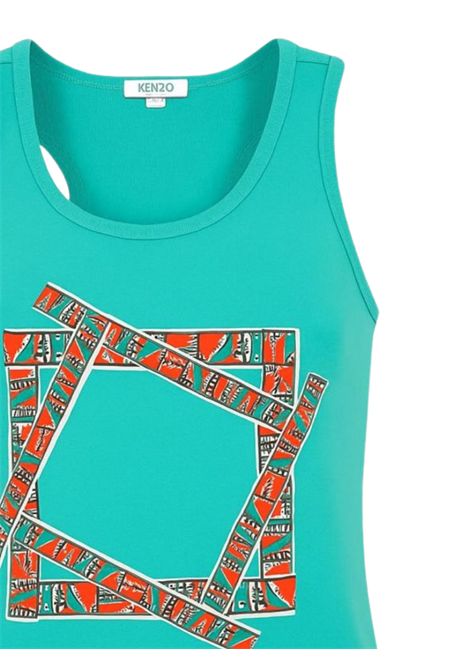 Canotta bambina verde in cotone Kenzo | KF10025/FIVERDE ACQUA