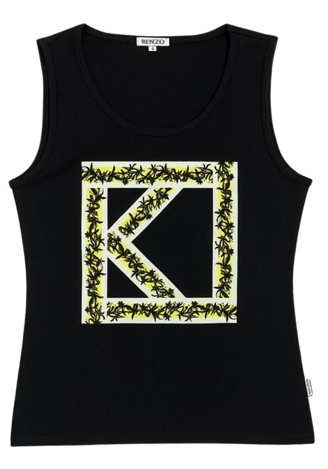 Canotta bambina nera in cotone Kenzo | KF10105/FINERO