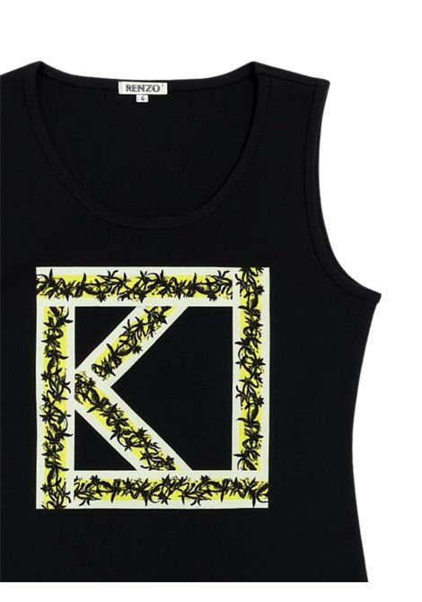 Canotta bambina nera in cotone Kenzo | KF10105/FINERO