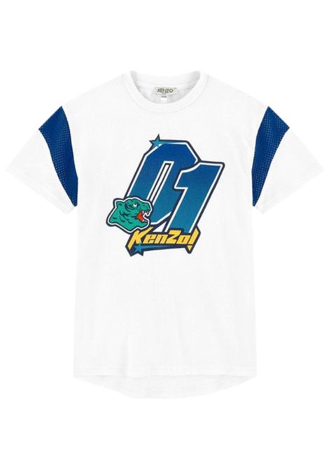 T-shirt bambino bianca in cotone Kenzo | KN10558/FIBIANCO