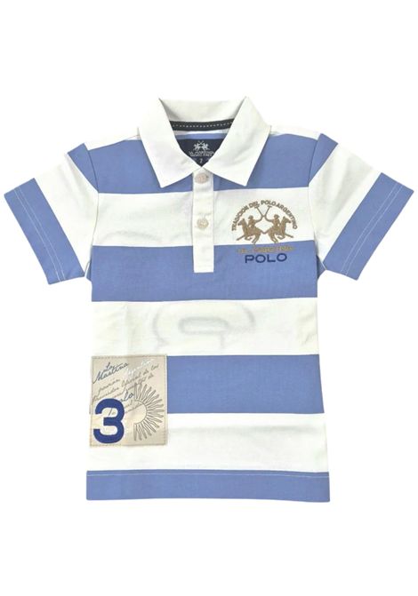 Polo bambino bianco/azzurro in cotone LA MARTINA | 5F28/MABIANCO/AZZURRO