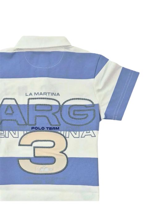 Polo bambino bianco/azzurro in cotone LA MARTINA | 5F28/MABIANCO/AZZURRO