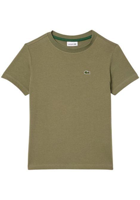 Green cotton T-shirt for children LACOSTE | TJ1122/MAVERDE MILITARE